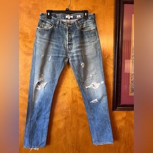 Re/Done/Levi's Women's Light Blue Distressed Jeans